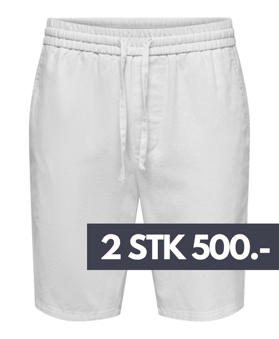 ONLY & SONS Linus Cotton Linen Shorts - Bright White